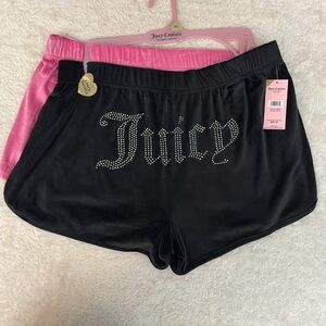 Juicy Couture 2 pack Pajama Shorts Bling Logo Velour NEW. Size XL